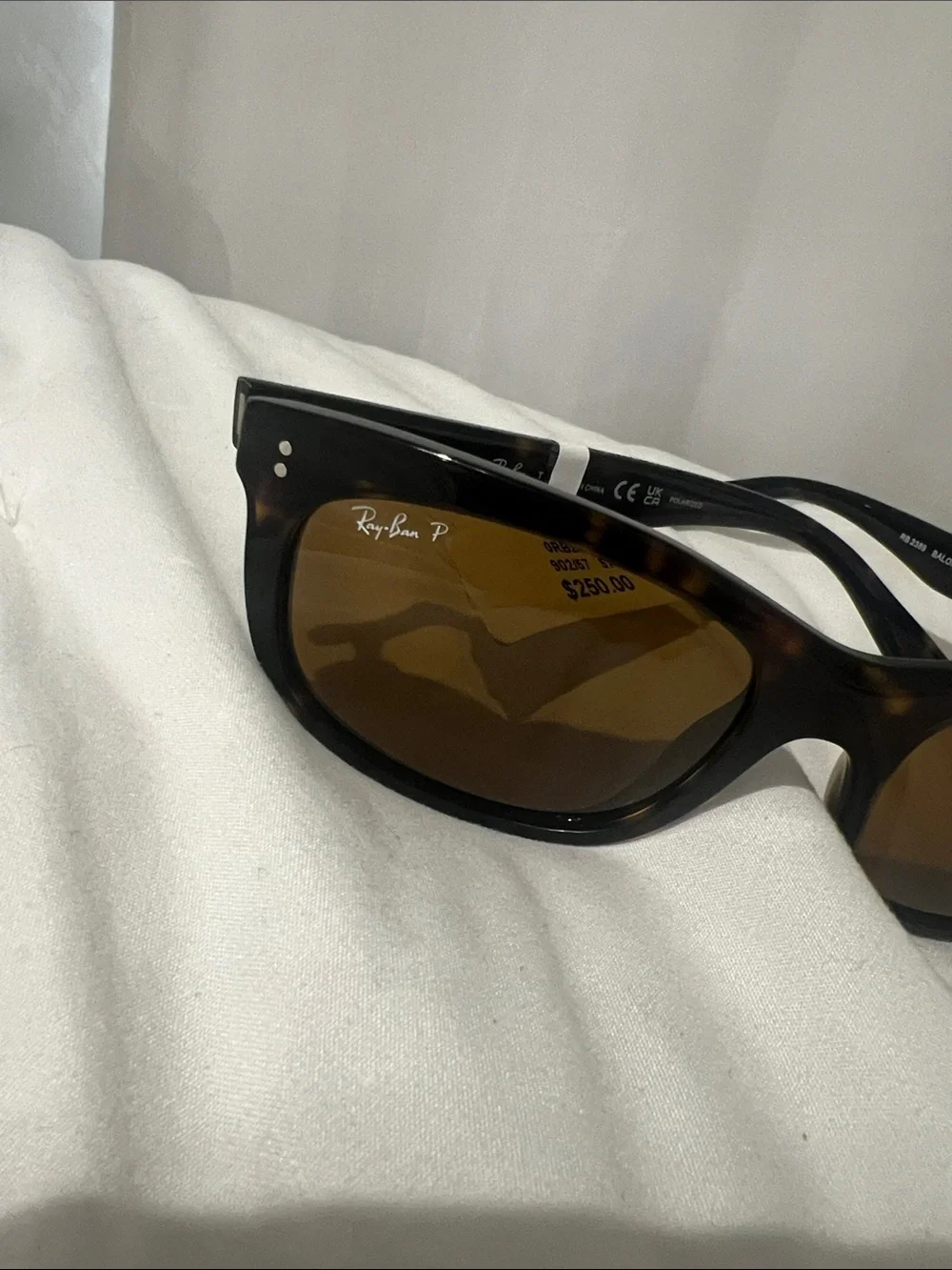 RAY BAN RB2389 902 57 Brown Polarized Unisex 60 mm Sunglasses Authentic